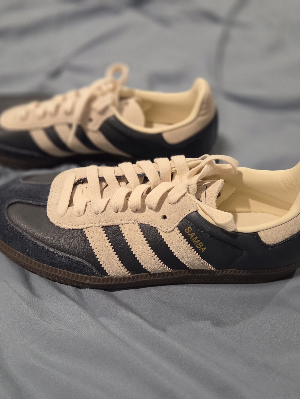 Adidas Samba Retro Leather Sneakers - Navy & Cream